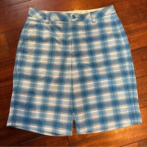Puma 32W Men's Golf Shorts Tailored Fit Blue Plaid Sport lifestyle Logo
